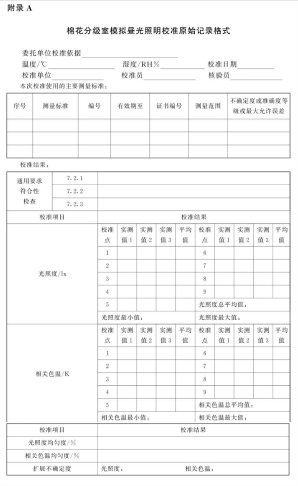 棉花分級(jí)室模擬晝光照明校準(zhǔn)規(guī)范3